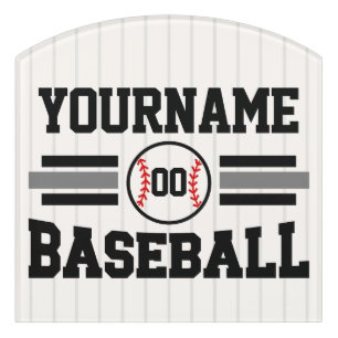 Personalized Retro Baseball Player NAME Team Door Sign