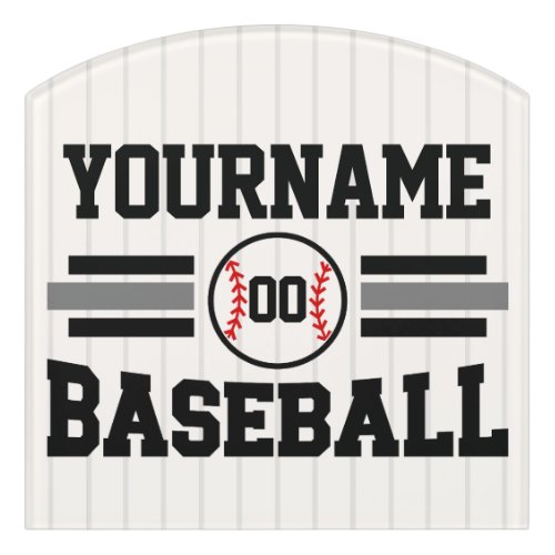 Personalized Retro Baseball Player NAME Team Door Sign
