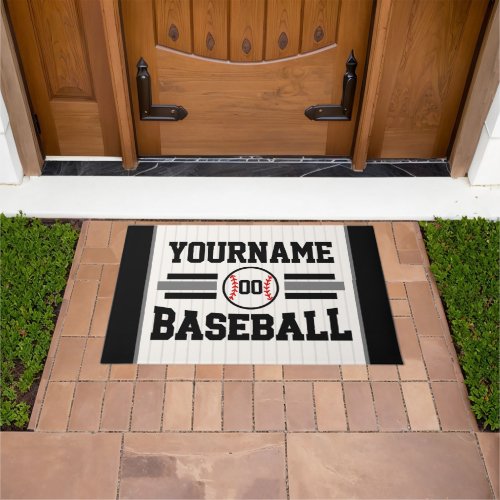 Personalized Retro Baseball Player NAME Team Doormat