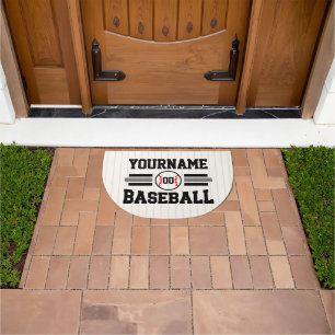 Personalized Retro Baseball Player NAME Team Doormat