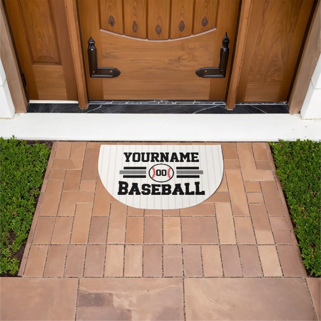 Personalized Retro Baseball Player NAME Team Doormat (Outdoor)
