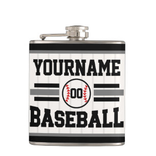 Personalized Retro Baseball Player NAME Team Flask