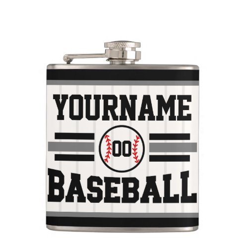 Personalized Retro Baseball Player NAME Team Flask