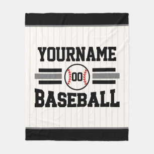 Personalized Retro Baseball Player NAME Team Fleece Blanket