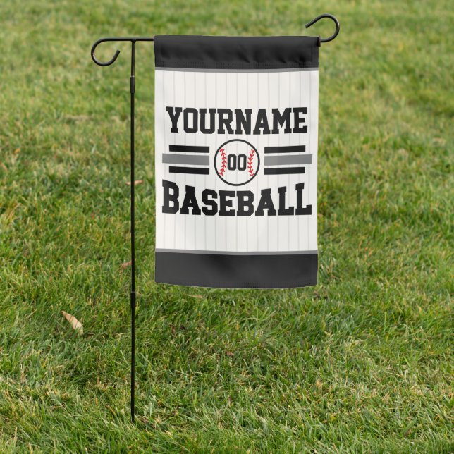 Personalized Retro Baseball Player NAME Team Garden Flag (In SItu)