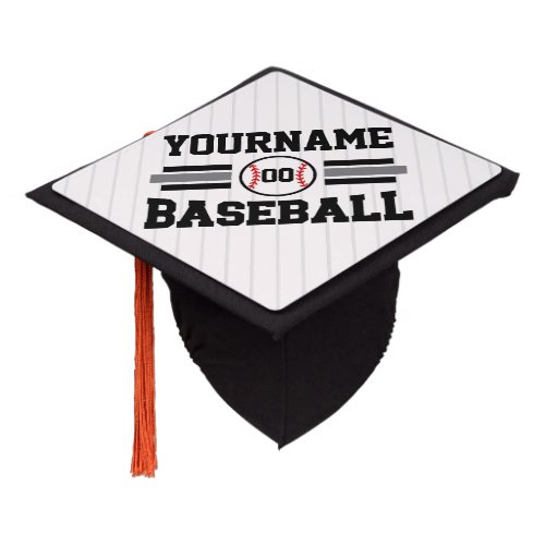 Personalized Retro Baseball Player NAME Team Graduation Cap Topper