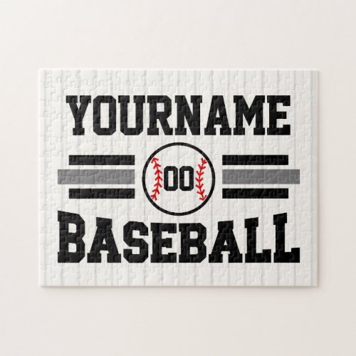 Personalized Retro Baseball Player NAME Team Jigsaw Puzzle