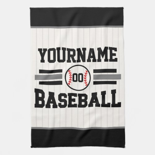Personalized Retro Baseball Player NAME Team Kitchen Towel