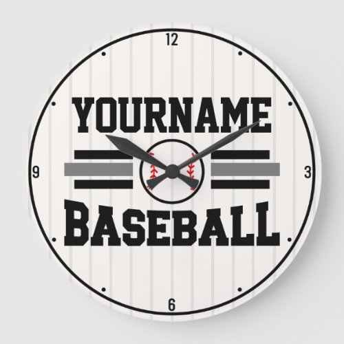 Personalized Retro Baseball Player NAME Team Large Clock