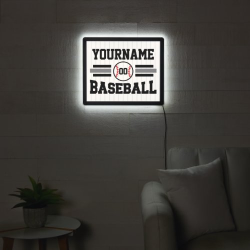 Personalized Retro Baseball Player NAME Team LED Sign