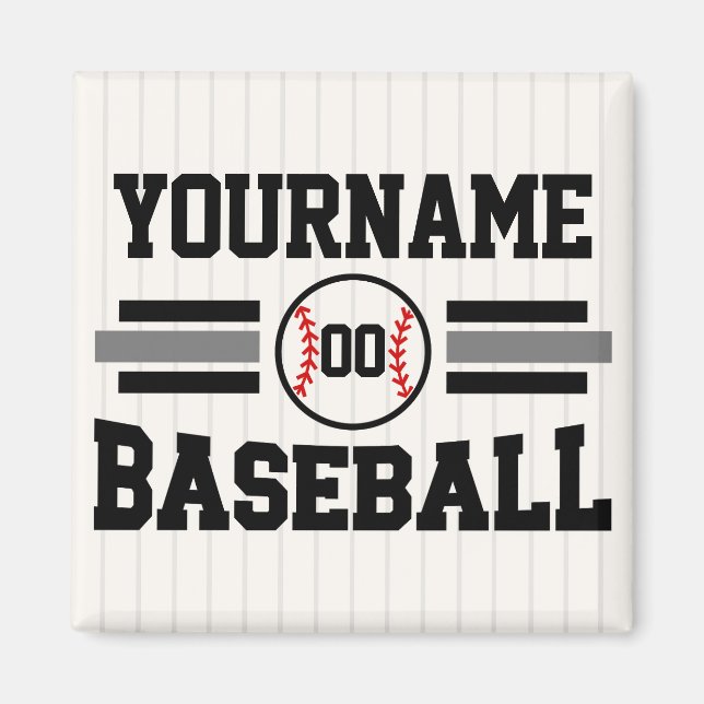 Personalized Retro Baseball Player NAME Team Magnet (Front)