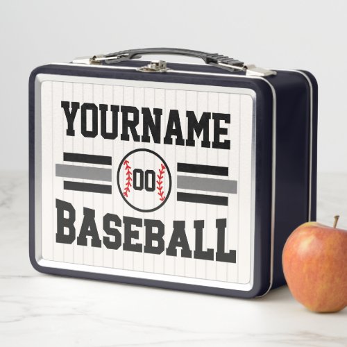 Personalized Retro Baseball Player NAME Team Metal Lunch Box