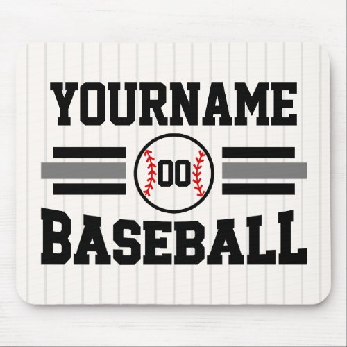Personalized Retro Baseball Player NAME Team Mouse Pad