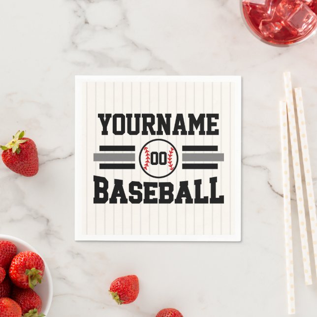 Personalized Retro Baseball Player NAME Team Napkins (Insitu)
