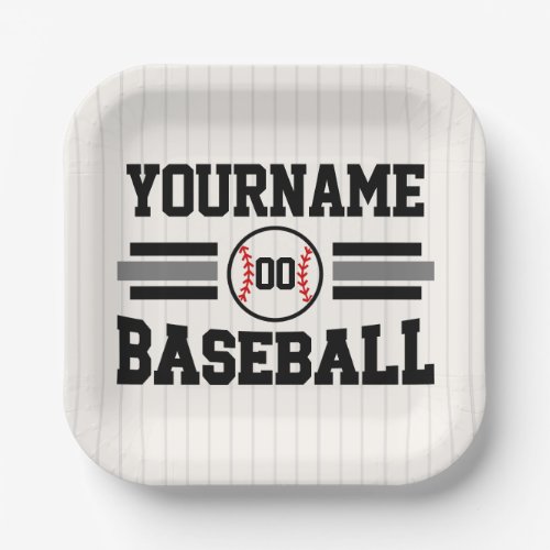 Personalized Retro Baseball Player NAME Team Paper Plates