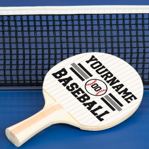 Personalized Retro Baseball Player NAME Team Ping Pong Paddle