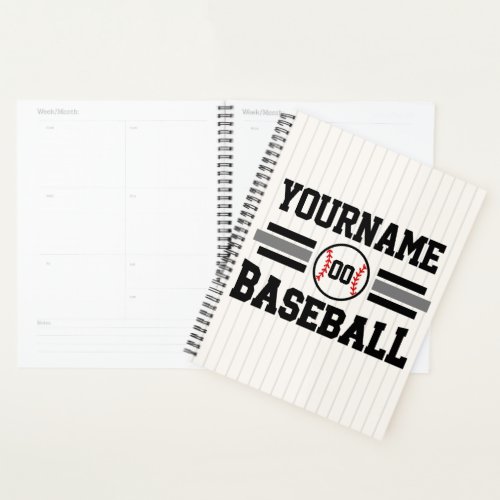 Personalized Retro Baseball Player NAME Team Planner