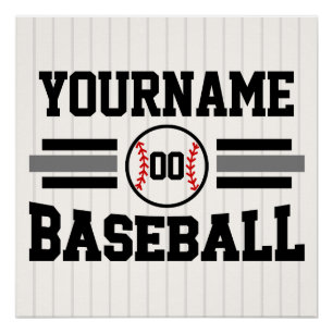 Personalized Retro Baseball Player NAME Team Poster