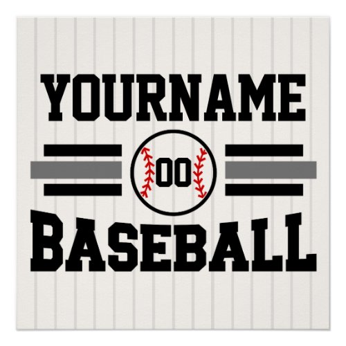 Personalized Retro Baseball Player NAME Team Poster
