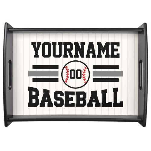 Personalized Retro Baseball Player NAME Team Serving Tray