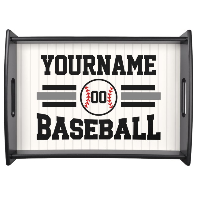 Personalized Retro Baseball Player NAME Team Serving Tray (Front)