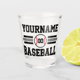 Personalized Retro Baseball Player NAME Team Shot Glass