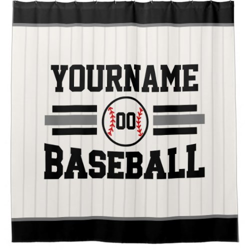 Personalized Retro Baseball Player NAME Team Shower Curtain