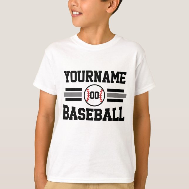 Personalized Retro Baseball Player NAME Team T-Shirt (Front)