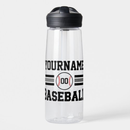 Personalized Retro Baseball Player NAME Team Water Bottle