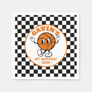 Personalized Retro Basketball Birthday Party Cute Napkins