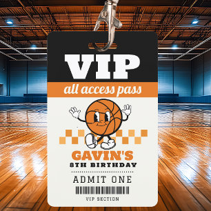 Personalized Retro Basketball Birthday Party Favor Badge