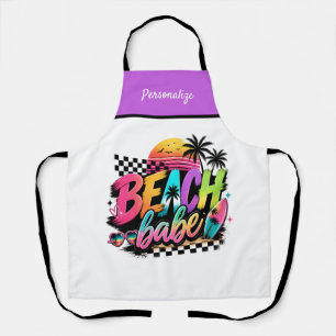 Personalized Retro Beach Babe Summer Vibe Design Apron