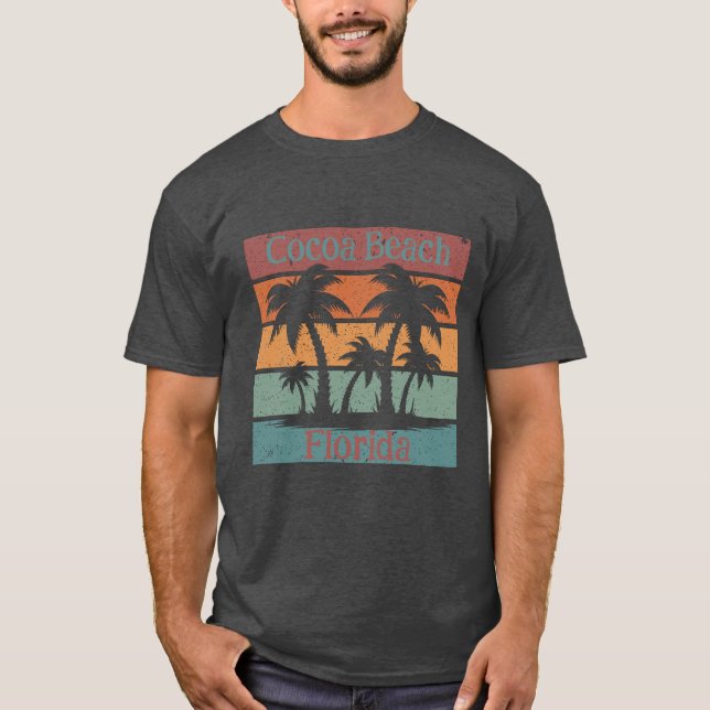 Personalized Retro Beach Palms Sunset  T-Shirt (Front)