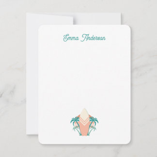 Personalized Retro Beach Surfboard Note Card