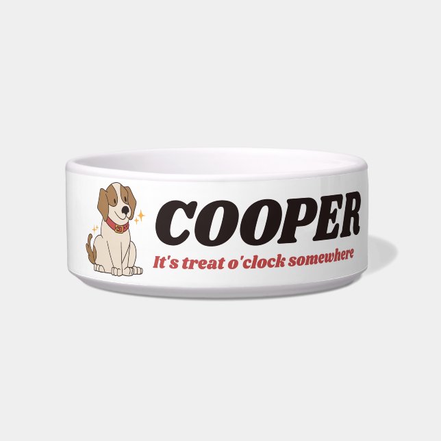 Personalized Retro Beagle Dog Lover Custom Text Bowl (Front)