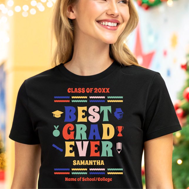Personalized Retro Best Grad Ever Graduation Tri-Blend Shirt (Creator Uploaded)