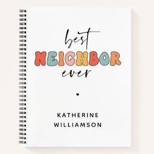 Personalized Retro Best Neighbor Ever Cute Notebook
