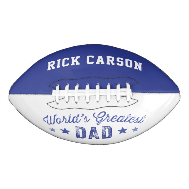 Personalized Retro Blue World's Greatest Dad Football (Front)