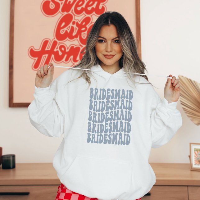 Personalized Retro Boho Dusty Blue Bachelorette Hoodie (Creator Uploaded)
