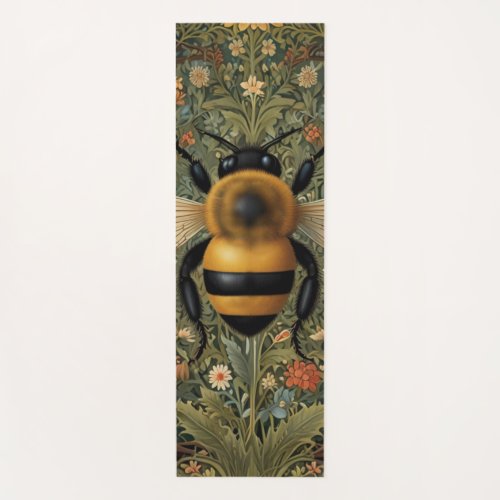 Personalized retro bumblebee boho botanical  yoga mat