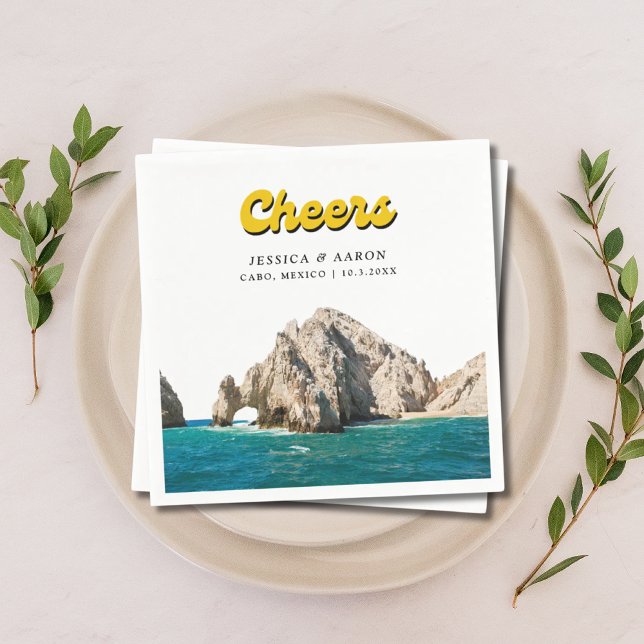Personalized Retro Cabo Wedding Cocktail Napkins (Personalized Retro Cabo Wedding Cocktail Napkins
)