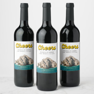 Personalized Retro Cabo Wedding Wine Label