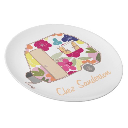 Personalized Retro Caravans Melamine Plate (Right Side)