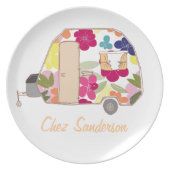 Personalized Retro Caravans Melamine Plate (Front)