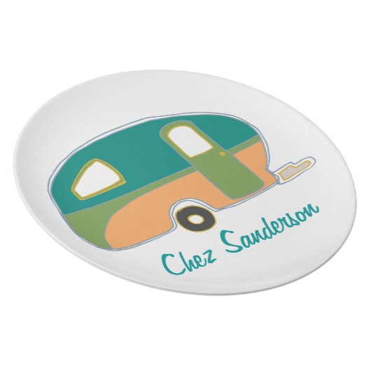 Personalized Retro Caravans Melamine Plate (Right Side)