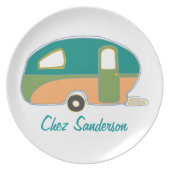 Personalized Retro Caravans Melamine Plate (Front)