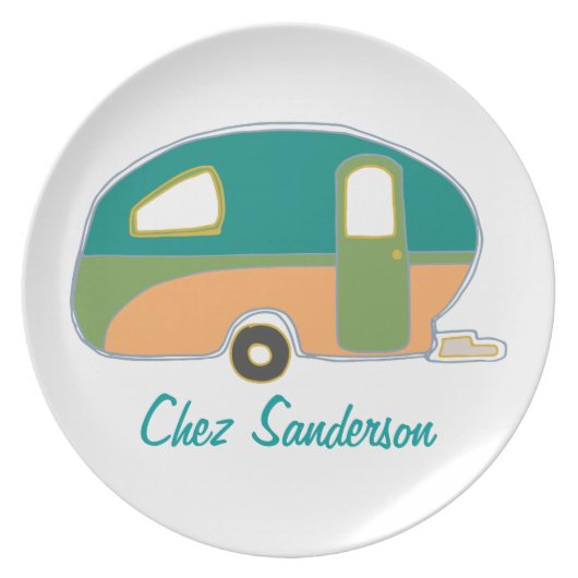 Personalized Retro Caravans Melamine Plate (Front)