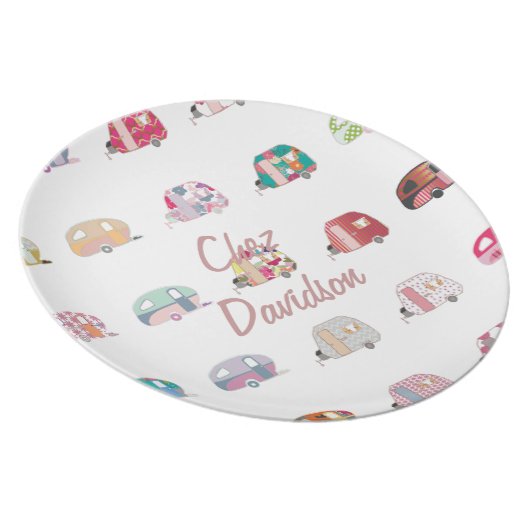 Personalized Retro Caravans Melamine Plates (Right Side)
