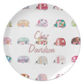Personalized Retro Caravans Melamine Plates (Front)