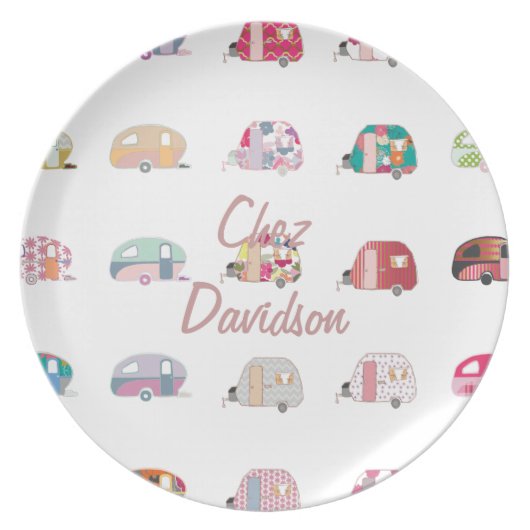 Personalized Retro Caravans Melamine Plates (Front)